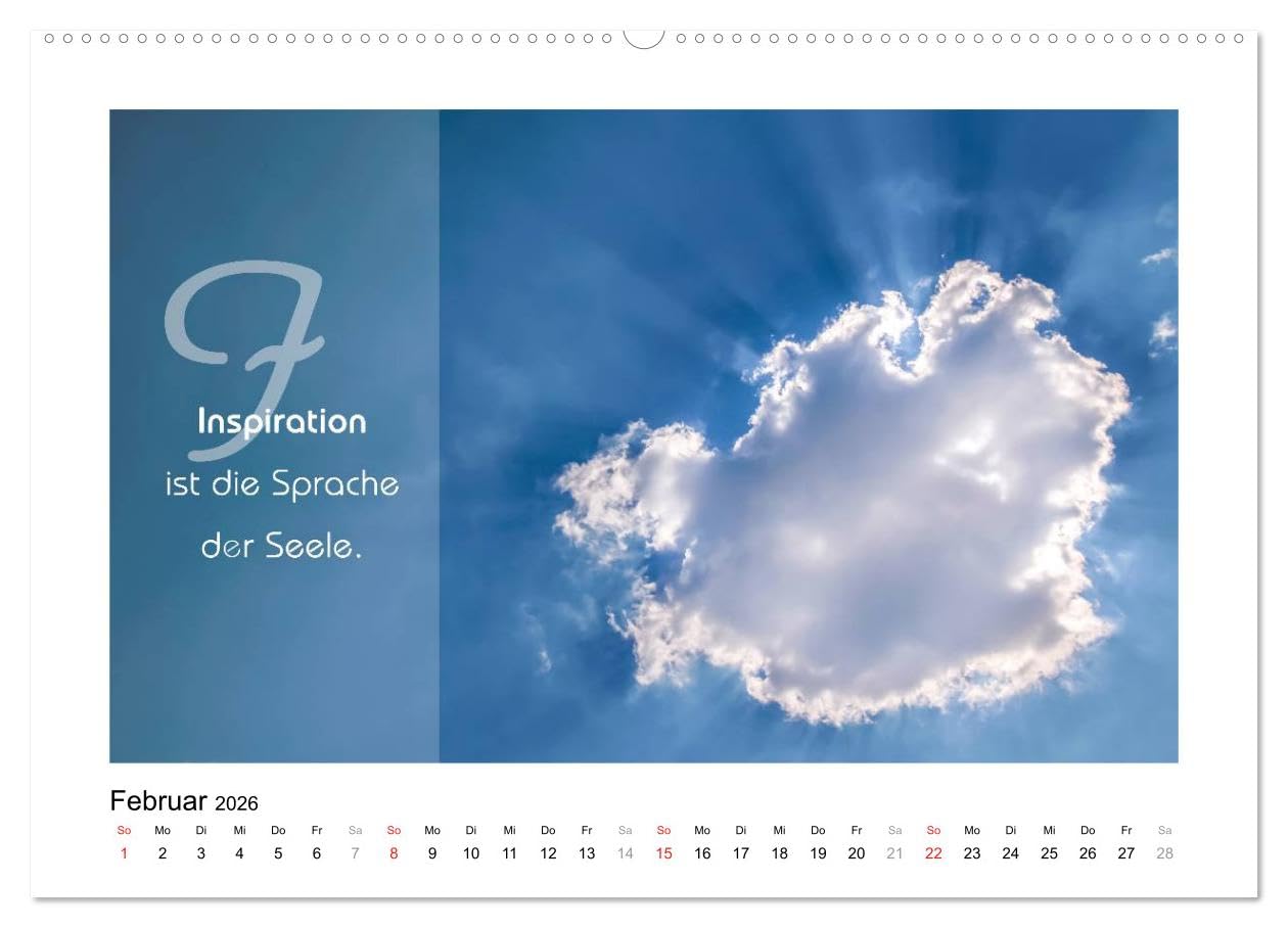 Kraft für Deine Seele (hochwertiger Premium Wandkalender 2026 DIN A2 quer), Kunstdruck in Hochglanz: "Inspiration ist die Sprache der Seele." Dieser ... in einem exklusiven Design. (CALVENDO Glaube)