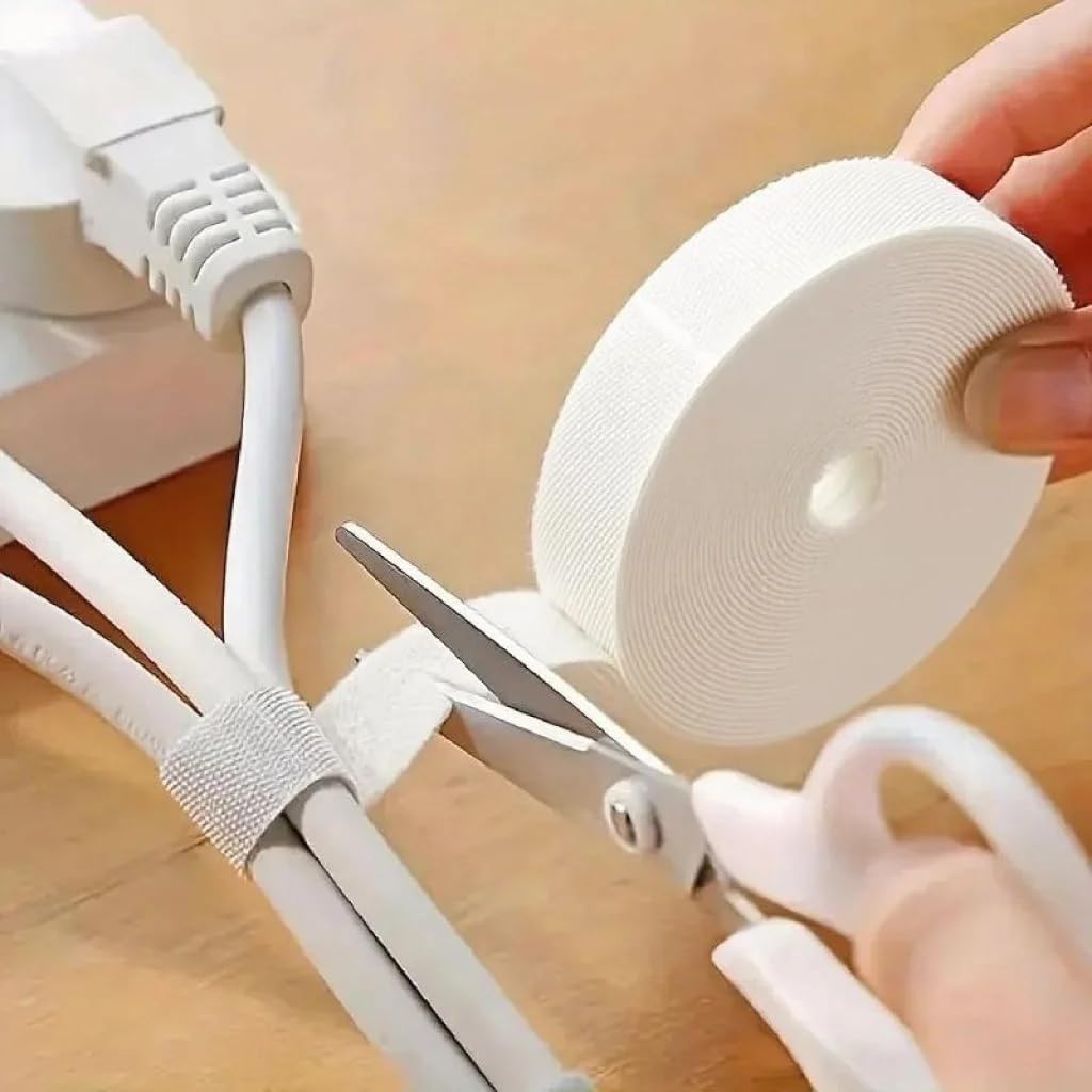 Nylon Velcro Self Adhesive Hook and Loop Tape Roll 5 Meter White – Heavy Duty Double Sided Velcro tape for Wall, Picture & Tool Hanging, Pedal Board Fastening, Multipurpose Strong Adhesive Fastener (Pack of 1)-image-33