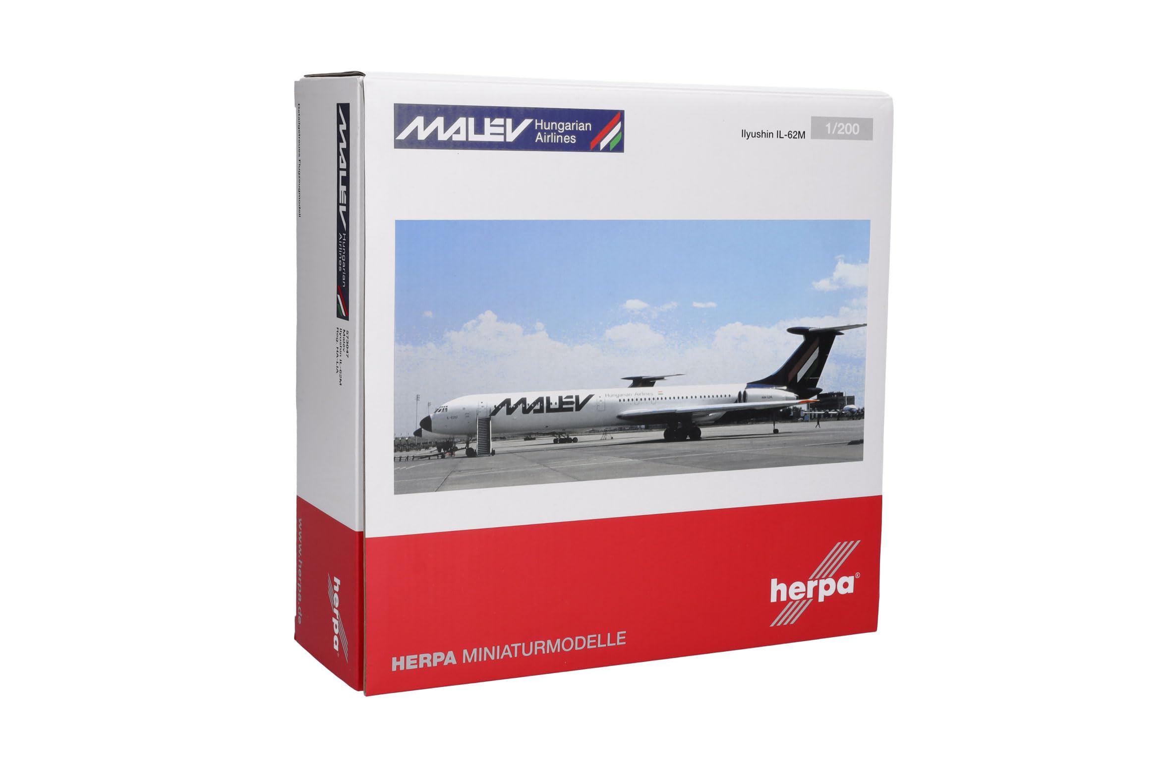 herpa modèle d'avion Malév Hungarian Airlines Ilyushin IL-62M, Miniature à l'échelle 1:200, pièce de Collection, modèle sans Support, métal