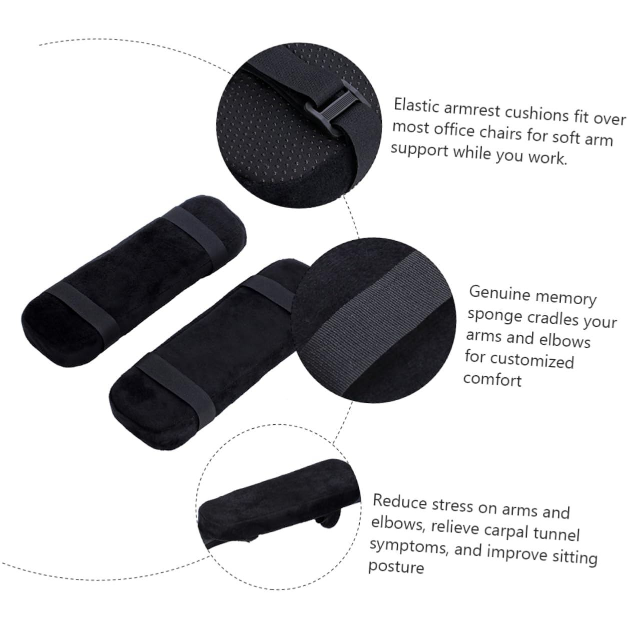 Lurrose 2 Paires D'Oreillers De Coude en Éponge À Mémoire De Forme Coussinets D'Accoudoir Confortables Coussinets D'Accoudoir De Chaise De Bureau Coussinets D'Accoudoir Ergonomiques