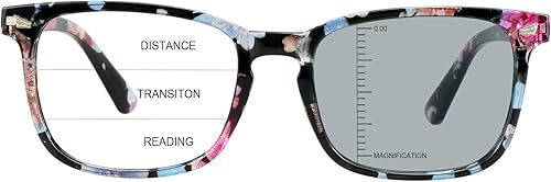 Lentes presbípicos multifocales progresivos cuadrados vintage, lentes de sol grises fotocromáticos para hombres y mujeres lectores