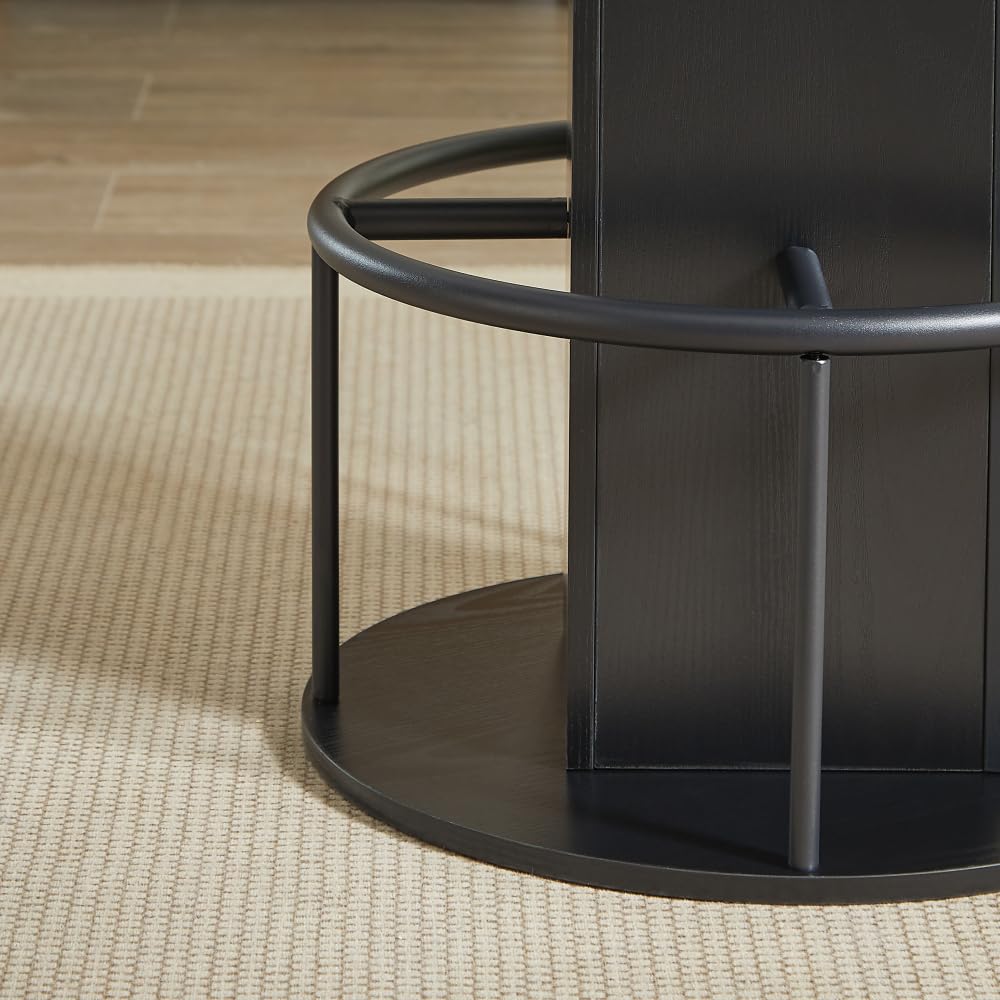 Juego de mesa de bar de 3 piezas con mesa redonda y 2 taburetes de madera robusta con reposapiés de metal, perfecto para comedores, cafeterías, bares, salones, estables y versátiles, 193