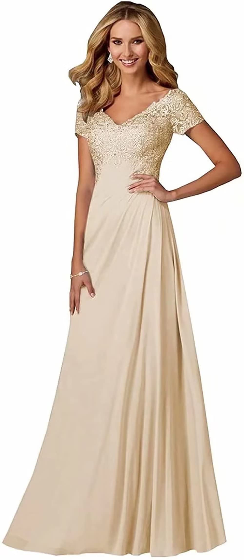 Sincemeet Vestidos de Dama de Honor Largo de Encaje Floral para Mujer Vestido de Cóctel de Línea A Vestido de Fiesta de Gasa