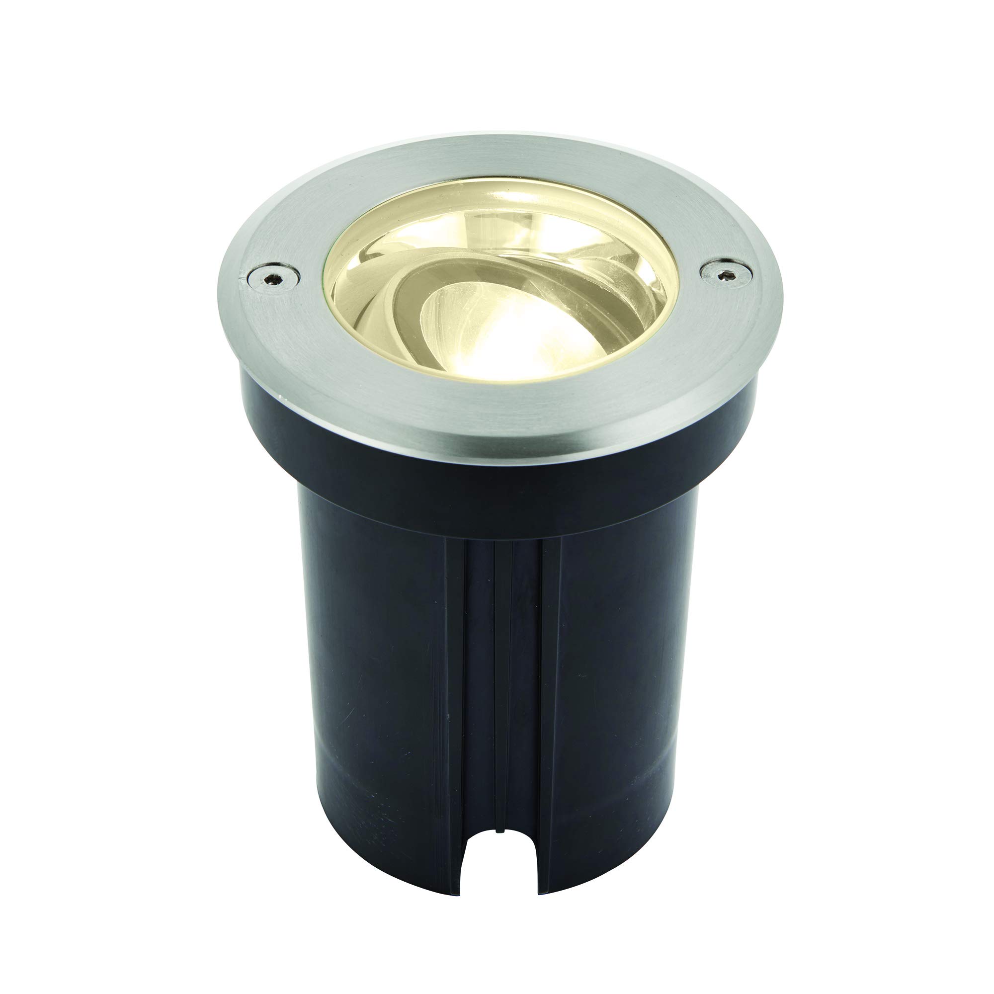 Luminosa Lighting Luminosa Hoxton Outdoor Recessed Ground Light Warm White Ip67 6W Matt Black Paint & Brushed Stainless Steel from B&Q