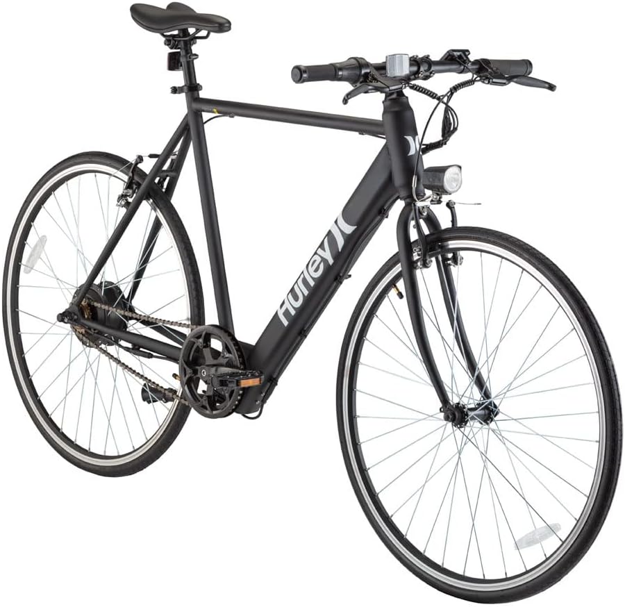 Hurley Carve Electric Urban Single Speed E-Bike 700C Bicycle (Charcoal, Large / 21 Fits 5'10"-6'4")