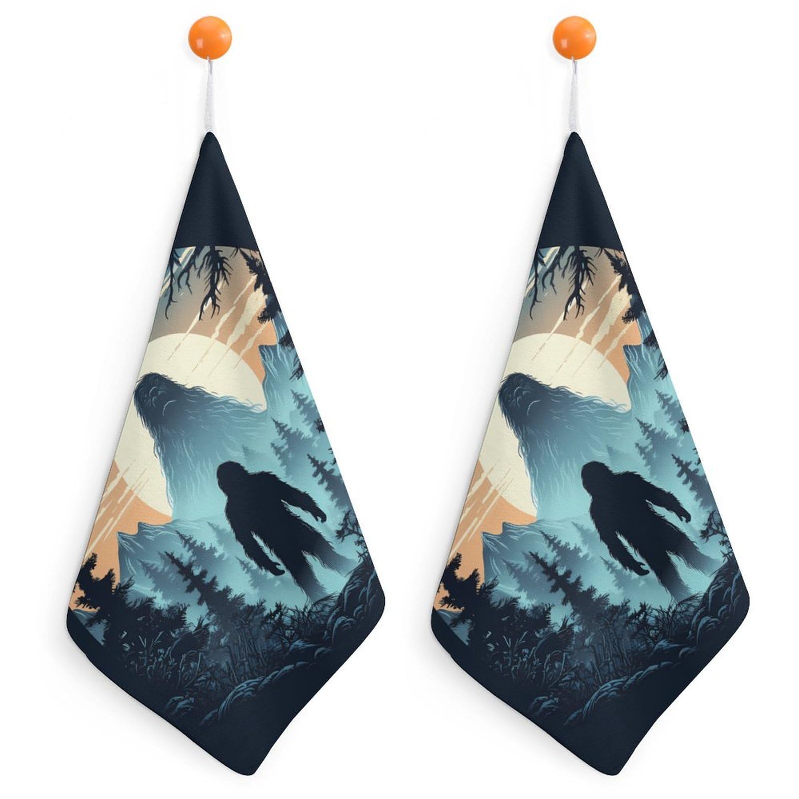 TXFBTRFSA Sasquatch Bigfoot Hand Towels with Hanging Loop Kitchen Towel Handkerchiefs Cleaning Cloths