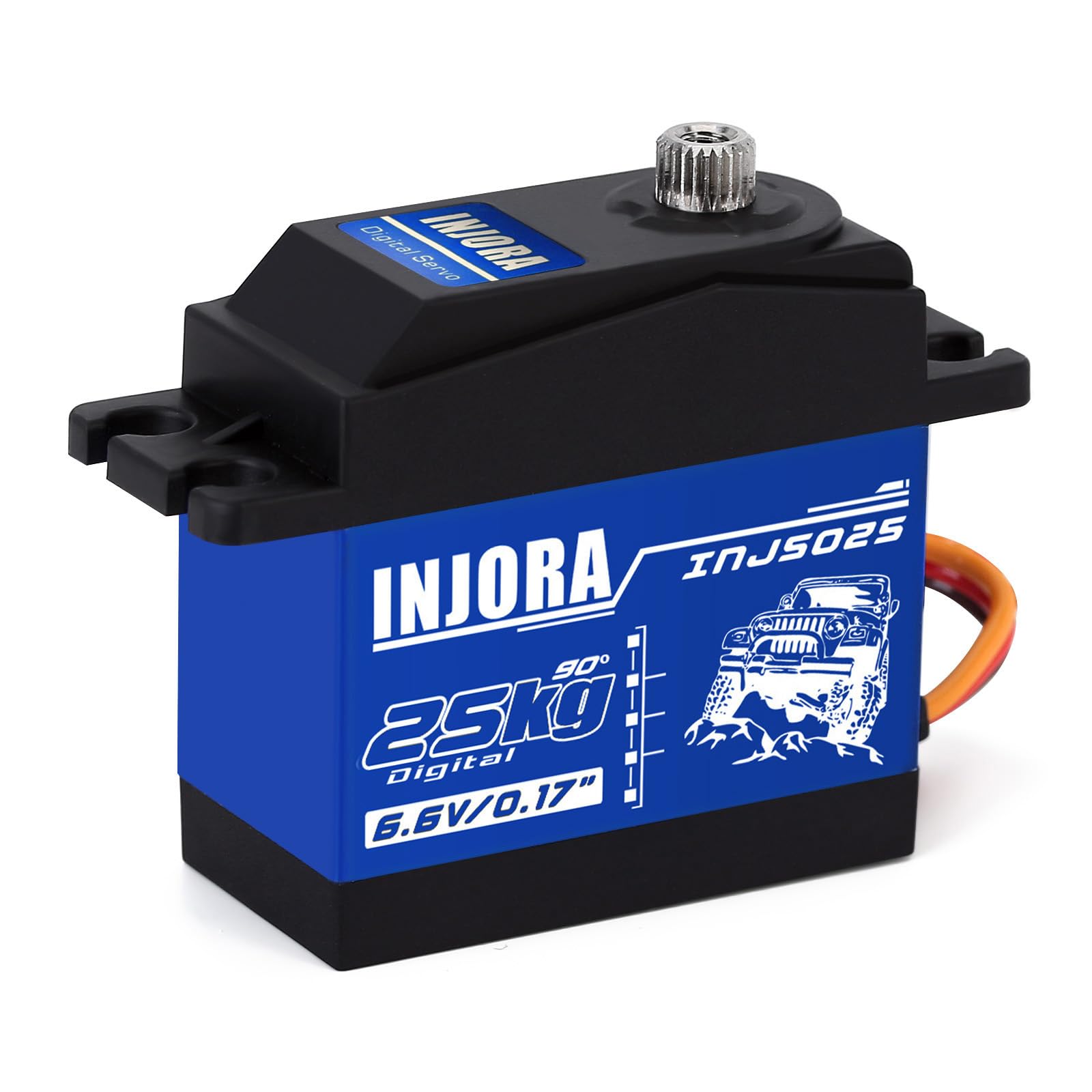 INJORA RC Servo 25KG Digital Servo High Torque RC Parts for 1:10 RC Crawler VP VS4-10 SCX10 Pro SCX10 TRX4 D90 (Control Angle 90°-180°)