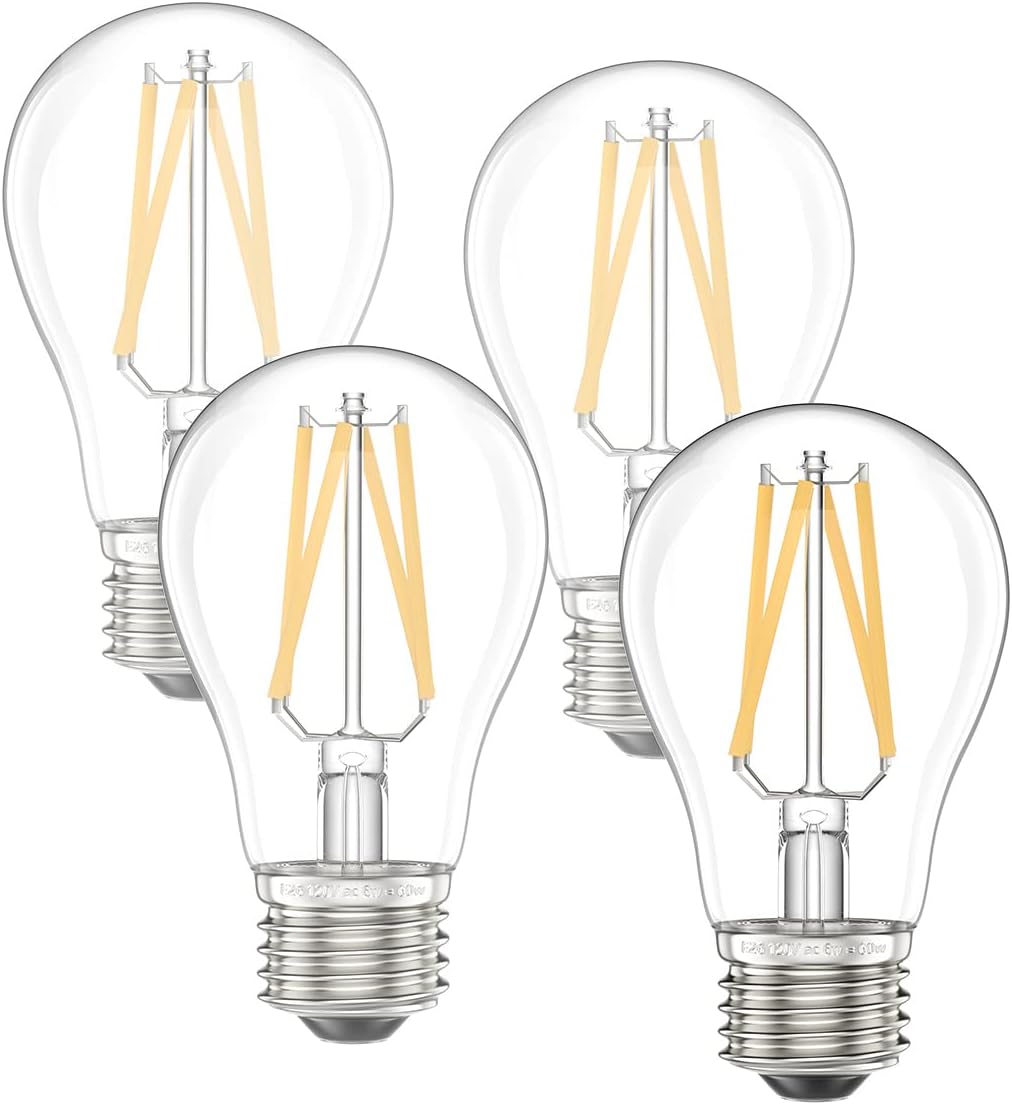 E26 LED Bulb, Dimmable A15 Led Bulb 6W=60 Watt Warm White 2700k LED Light Bulbs, E26 Medium Base Vintage Led Edison Bulb for Ceiling Fan,Vanity,Refrigerator,Wall sconces Light Bulb（4 Packs