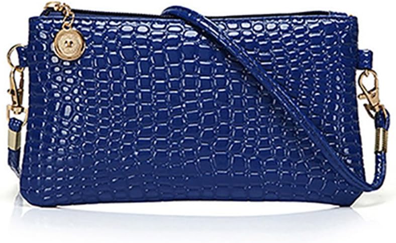 ファッション レディース ショルダーバッグ トート メッセンジャー ミニ PU レザー クロスボディ サッチェル ハンドバッグ (ブルー)