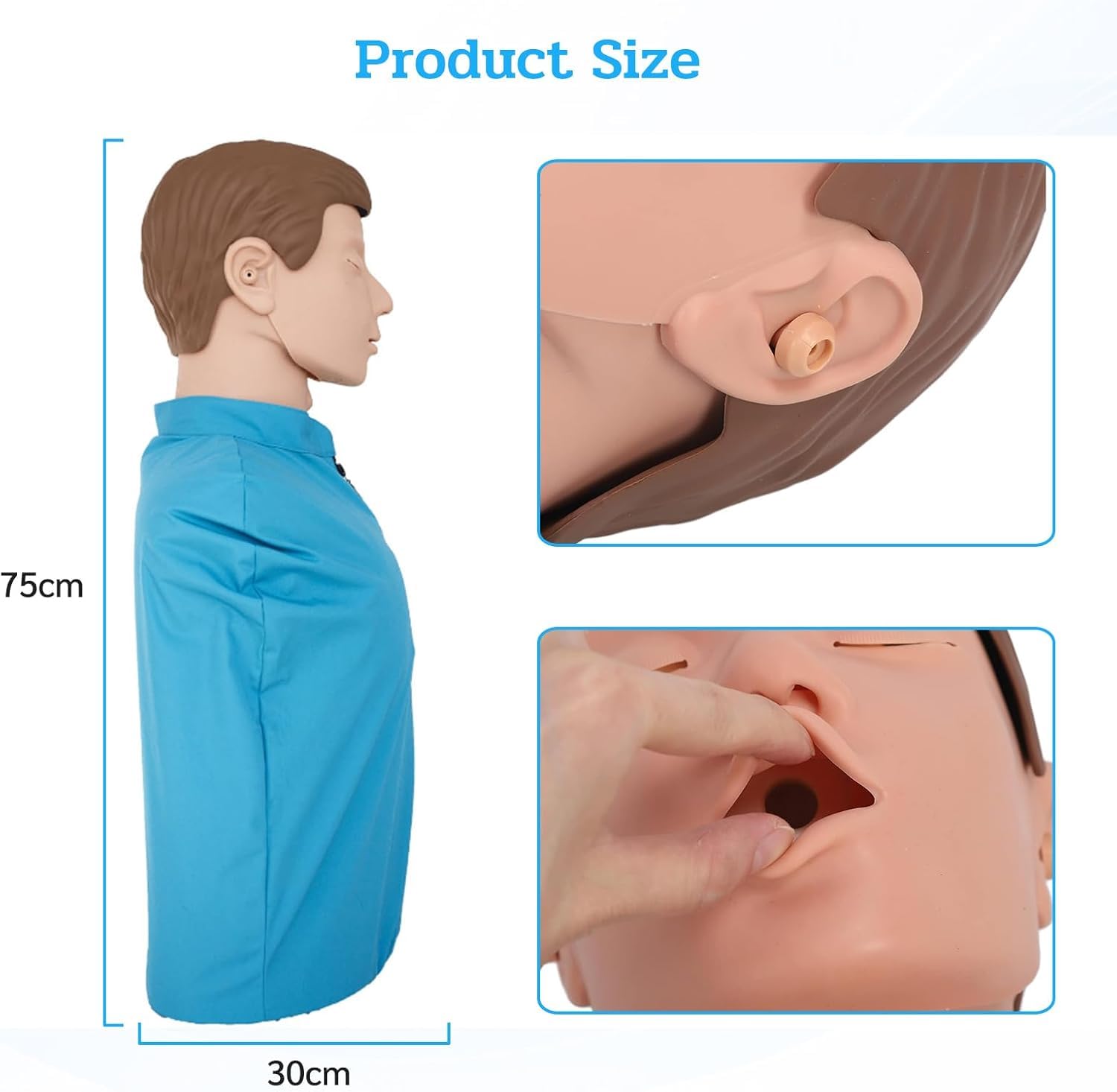 Maniquí profesional de reanimación para adultos, maniquí de medio cuerpo para enseñanza y práctica de primeros auxilios