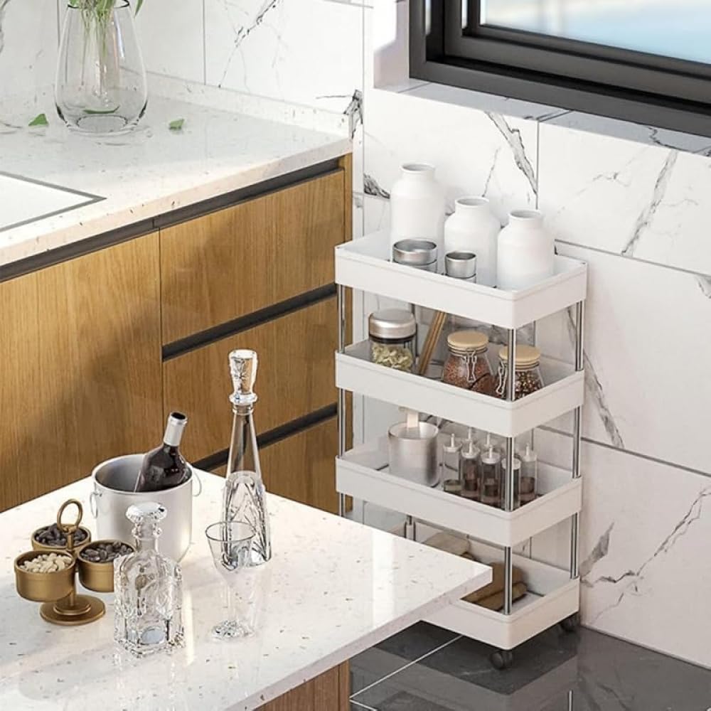 ☆収納ワゴン 隙間収納 スリム ラック キャスター付き スチール製 Amazon.co.jp: Zxyler キッチンワゴン｜スリム隙間収納 20cm