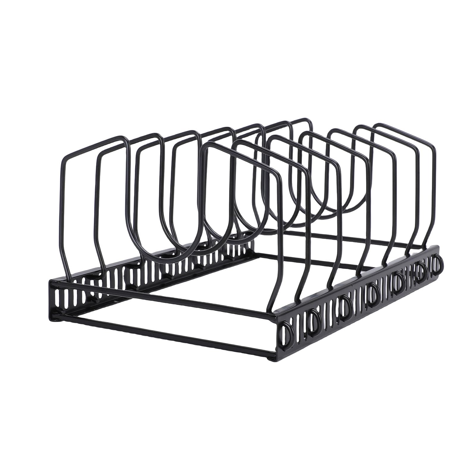 Wakects Organizzatore per Pentole, Portaoggetti Regolabile in Metallo per Pentole e Padelle con 7 Divisori, Soluzione Salvaspazio per per 11,4 X 7,5 X 5,1 Pollici (BLACK)