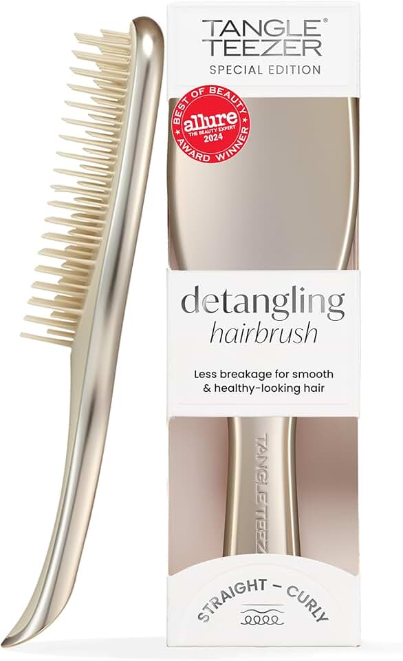 Tangle Teezer - Escova de cabelo desembaraçadora The Ultimate Detangler Chrome para todos os tipos de cabelo. Ideal para usar em fios molhados. Cor: Neo Gold