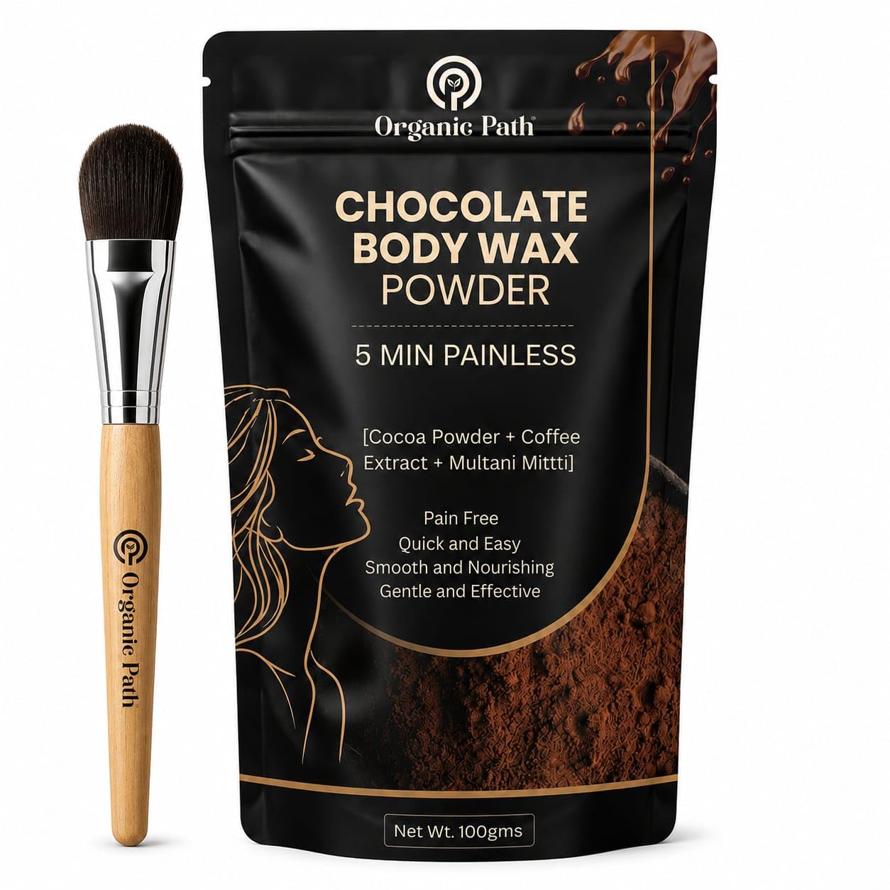 Organic Path Chocolate Body Wax Powder, Natural Hair Removal Solution,10 Min Painless Herbal Hair Removal Waxing Powder, All Types Of Hair Skin Hands Legs in100Gm (pack of2)-image-6
