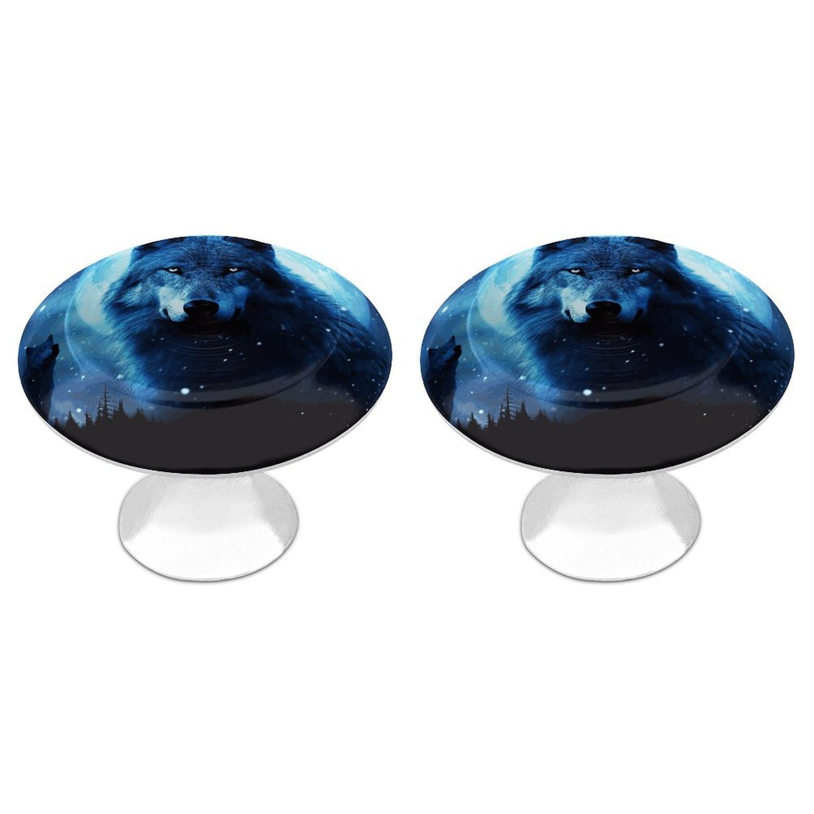 Fekiloot White Wolfs Cabinet Knobs For Kitchen Ornament, Round Zinc Decorative Drawer Pulls For Cabinets Trendy, Dresser Drawers Pulls Bathroom Dresser Knob With Screw