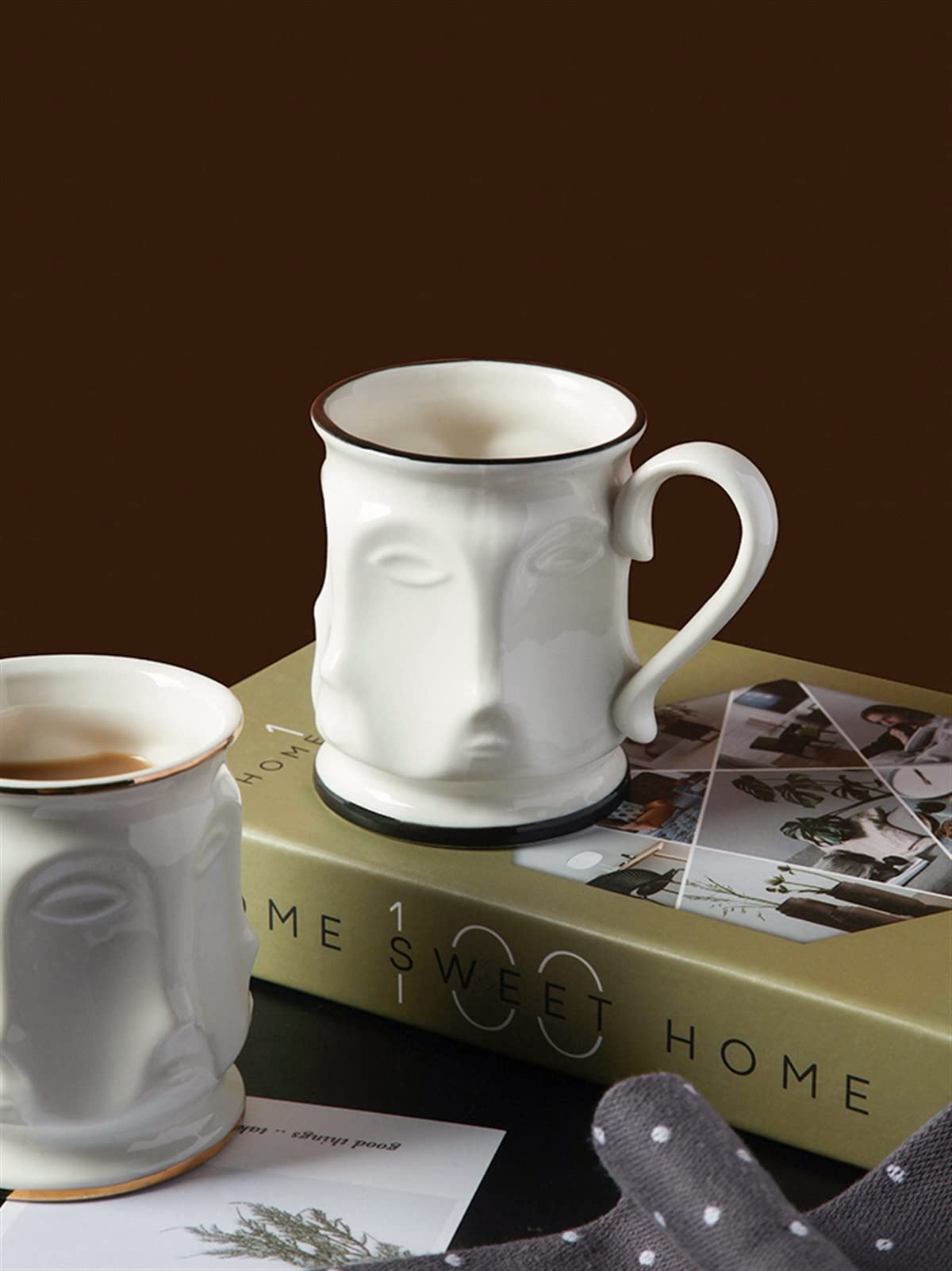 Taza De Café Taza creativa Personalidad Taza de café Frontera Cerámica Desayuno Café Leche Tea Tea Home Kitchen Bebida Diversión Regalo de cumpleaños Tazas Desayuno (Color : Gold Rim)