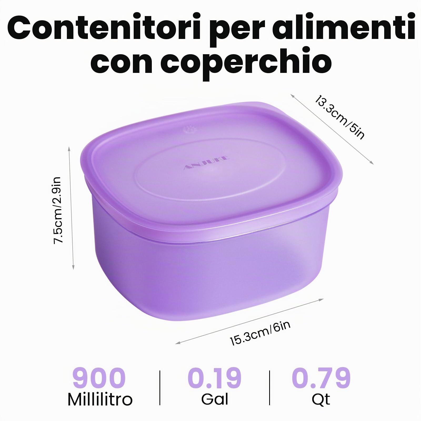 7PCS contenitori ermetici per alimenti, contenitori plastica con coperchio - congelatore, forno a microonde, lavastoviglie sicuro, contenitori alimenti per la preparazione dei pasti(900ML)