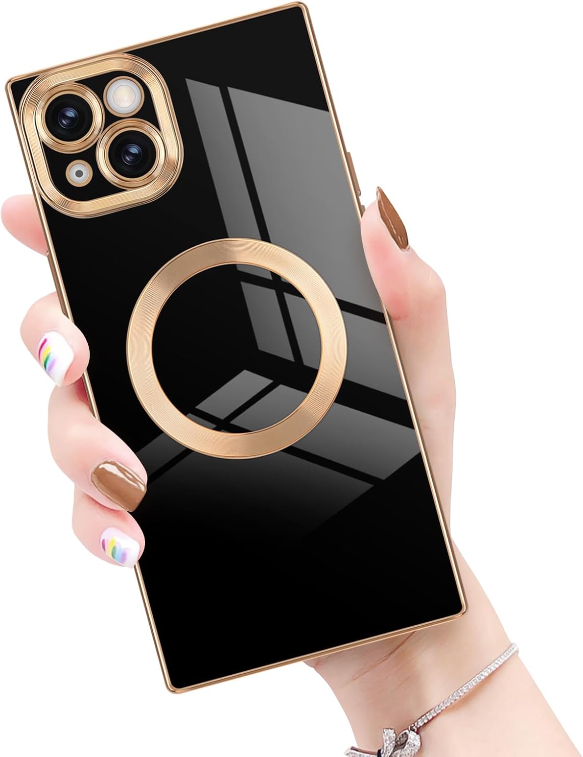Newseego iPhone 15 Plus Magnetic Case – Luxury Square Edge Design, Soft TPU Bumper, Anti-Scratch & Shockproof