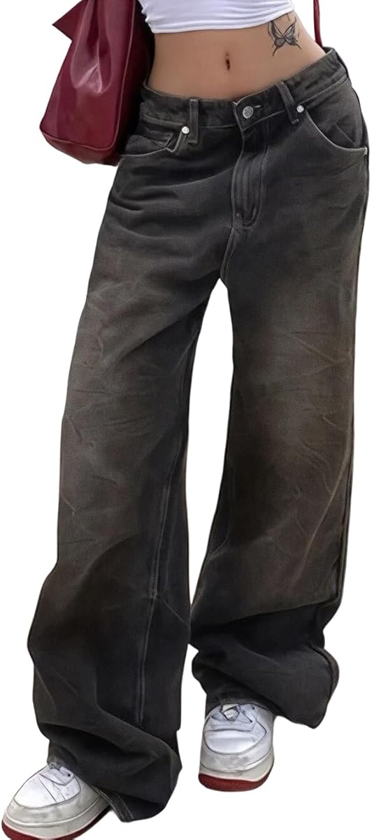 EMMIOL Baggy Jeans for Women, Wide Leg Jeans Plus Size Boyfriends Denim Pants, Y2K Vintage Style