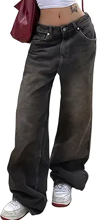 EMMIOL Baggy Jeans for Women, Wide Leg Jeans Plus Size Boyfriends Denim Pants, Y2K Vintage Style