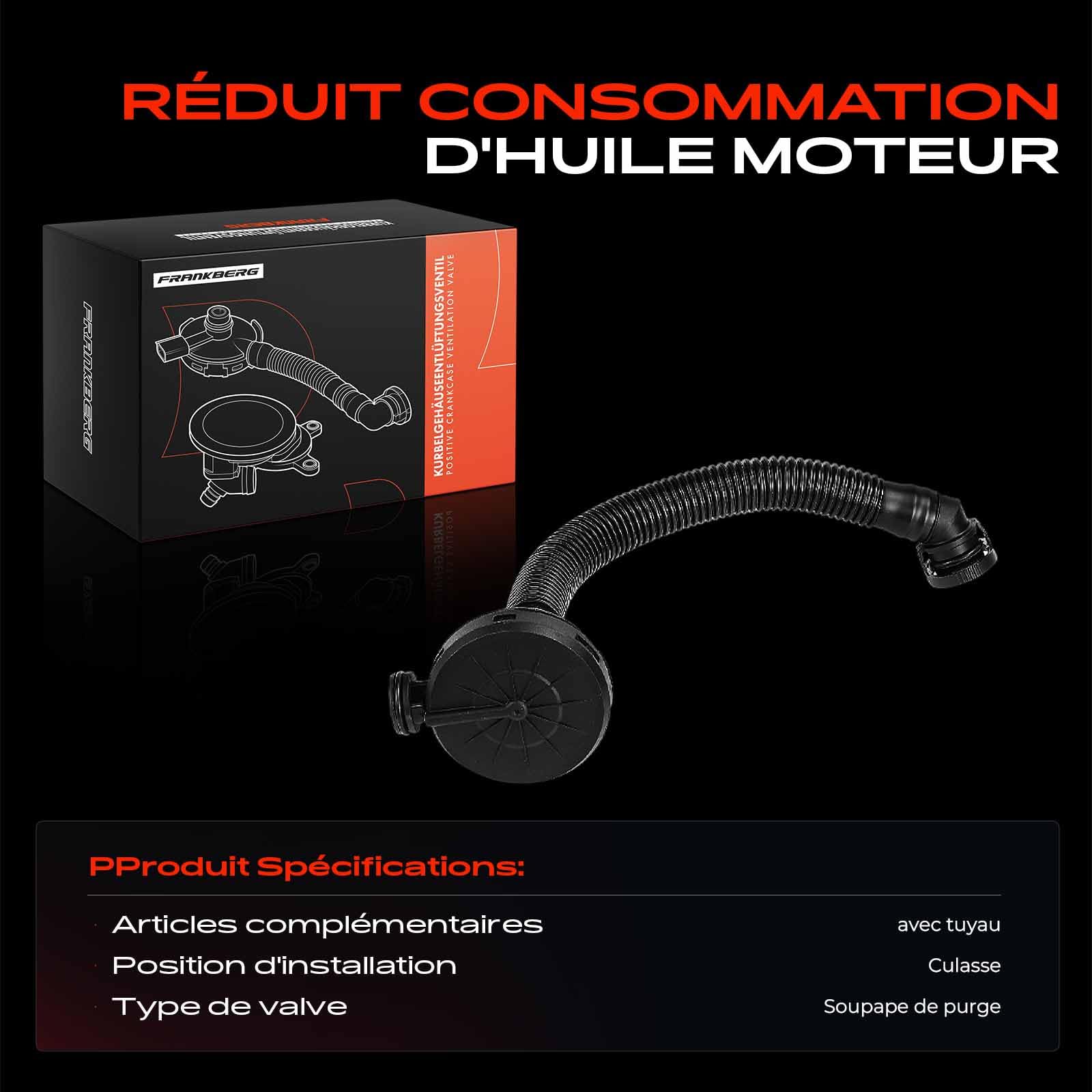 Frankberg Soupape de ventilation du carter avant 03E103201C | Compatible avec: Polo 9A 9N, Polo 6C1 6R1, R.o.o.m.s.t.e.r 5J7, Ibiza IV ST 6J8 6P8, Rapide NH3 NK3 NK6