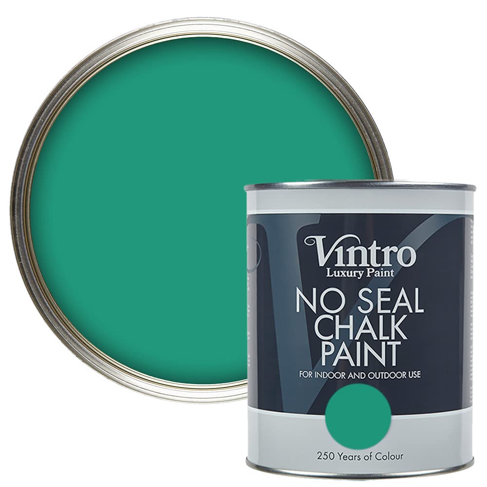 Vintro Paint Esmeralde (Emerald Green) Vintro | No Seal Chalk Paint | Emerald Green | Interior & Exterior Use | Furniture | Walls | Wood | Metal | 1 Litre (Esmeralde)