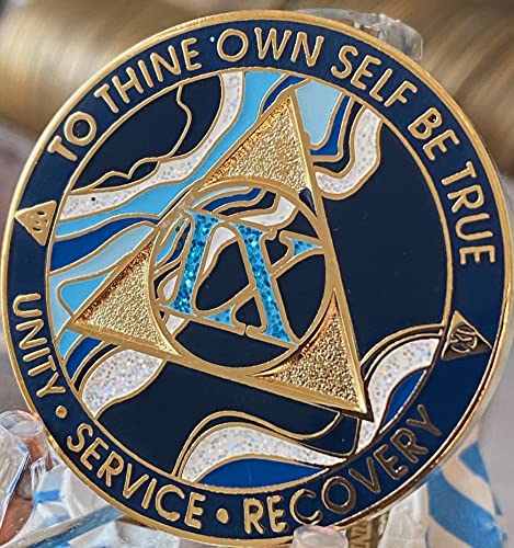9 Year AA Medallion Elegant Marble Blue and Gold Plated Chip by RecoveryChip - Image 3