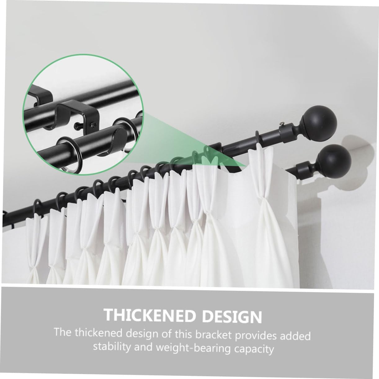 VALICLUD 4Pcs Adjustable Curtain Rod Holders Heavy Duty Brackets for Wall Mounting Versatile Support for Single Rod Curtains Construction with Enhanced Stability