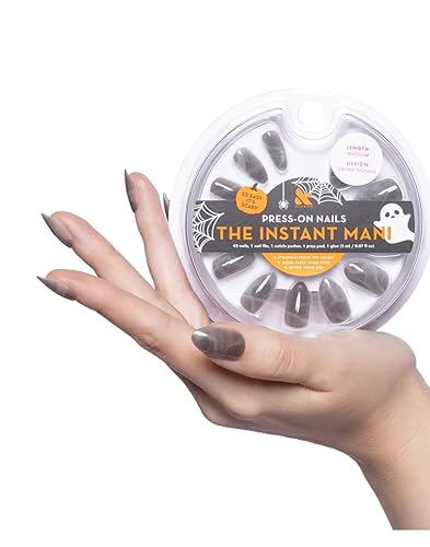 Olive & June Instant Mani Medium Almond Press-On Nails, Smoke