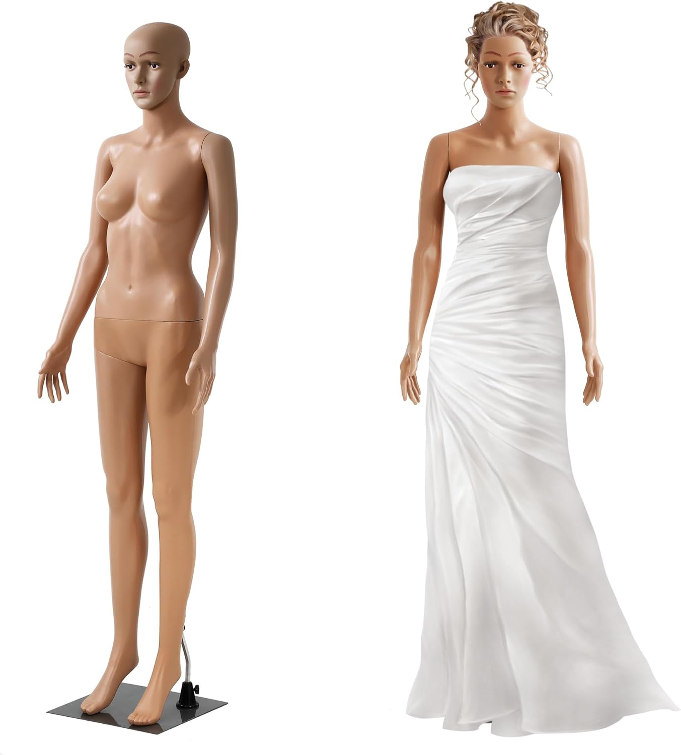69 Inch Nude Female Mannequin - Adjustable, Detachable Poseable Full Body Female Mannequin with Metal Base for Retail Clothing Shops