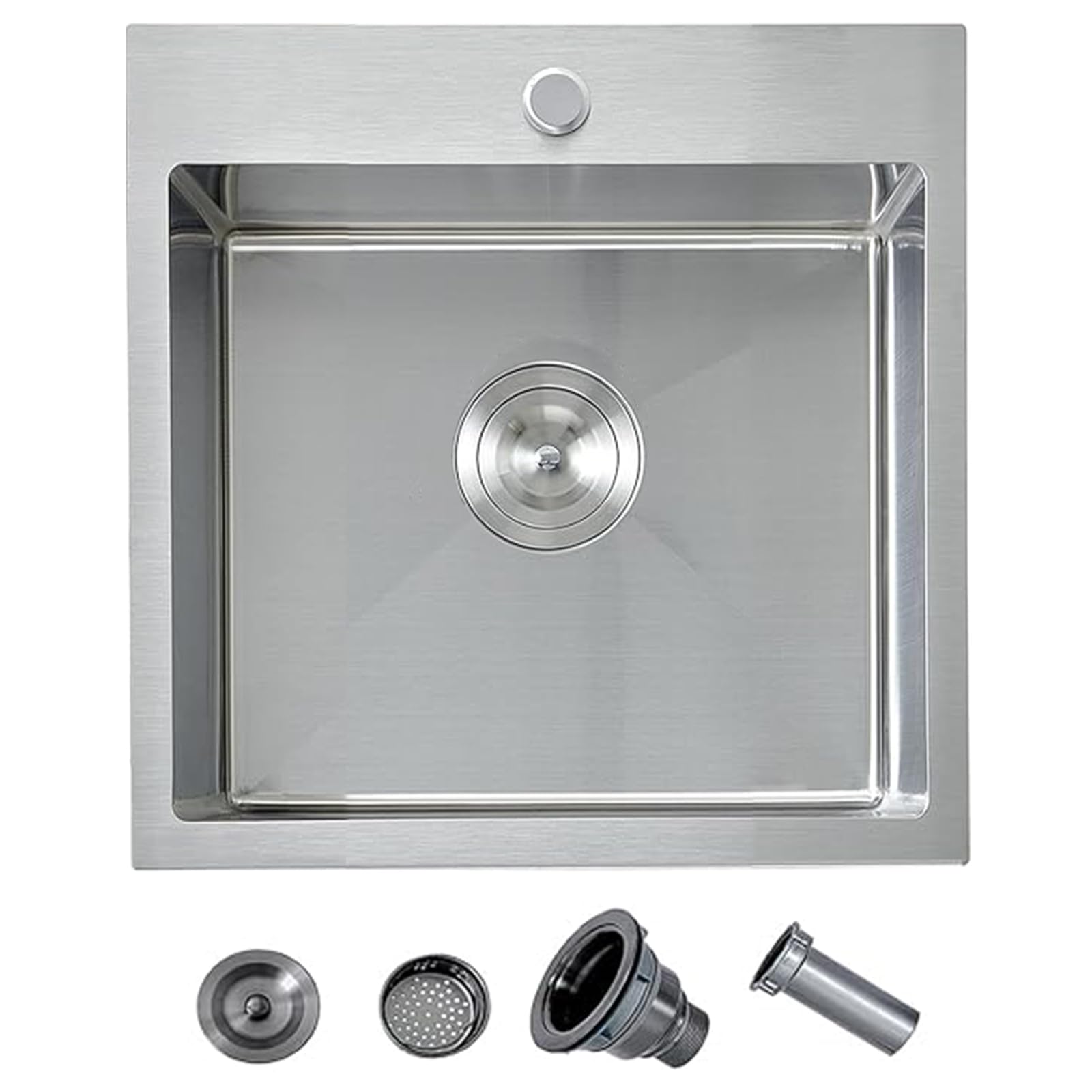 18 Inch Drop In Bar Sink, 18"x 18" 16 Gauge Stainless Steel Single Bowl Top Mount Drop In Bar Wet Prep RV Outdoor Kitchen Sink, Brushed Nickel