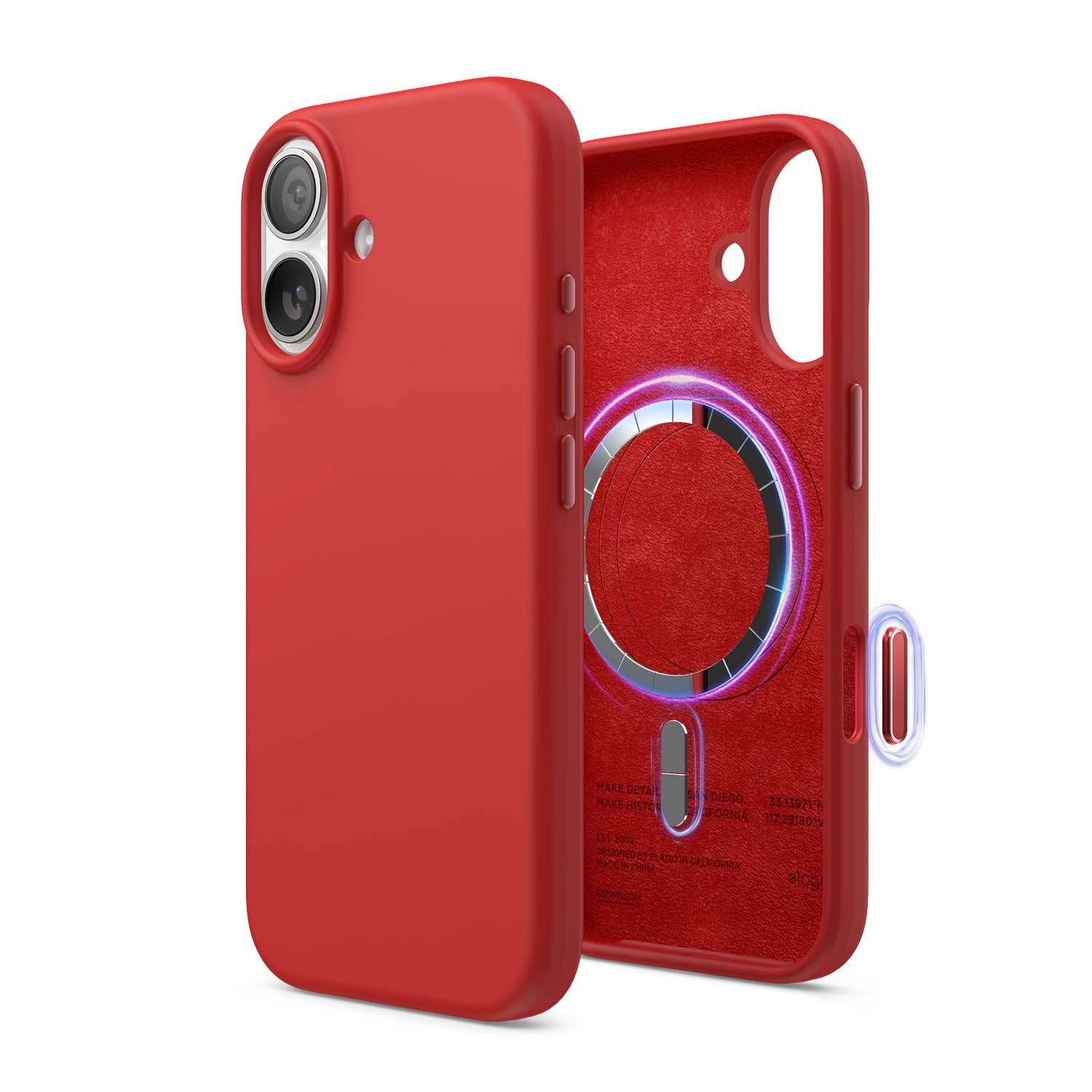 elago Cover Magnetica in Silicone Liquido per iPhone 17 (6,3") – Compatibile con MagSafe, Antiurto, Sottile, Finitura Soft-Touch (Rosso)