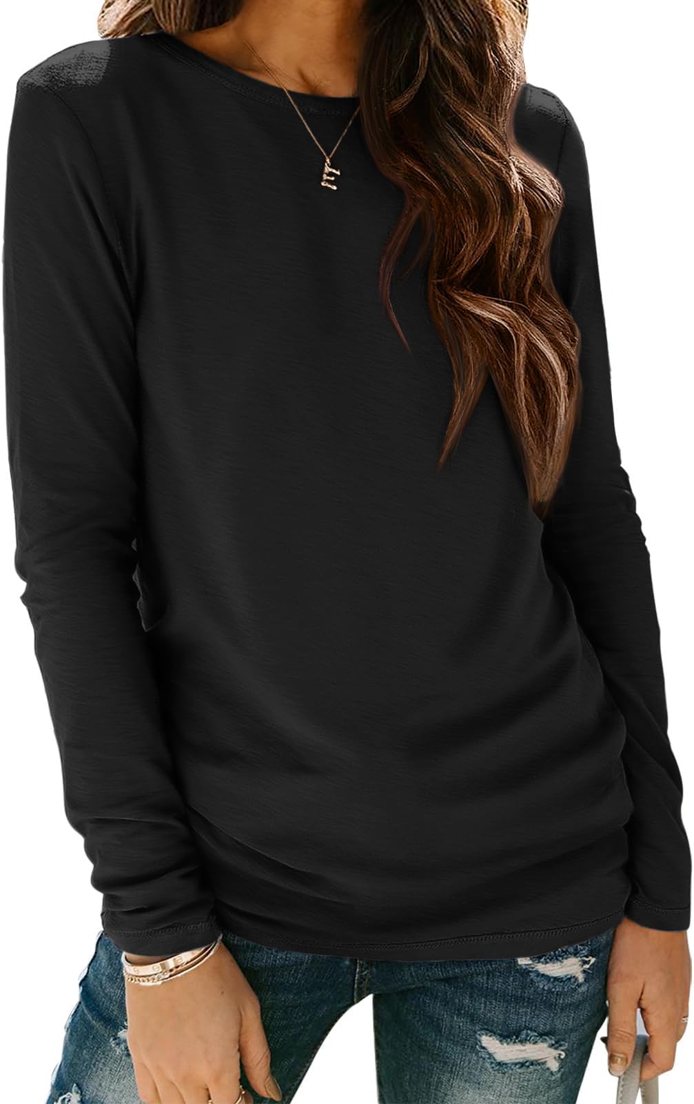 Womens Long Sleeve Shirts Basic Tee Fall Trendy Spring Top Business Casual Beach Vacation Workout 2026 Fashion