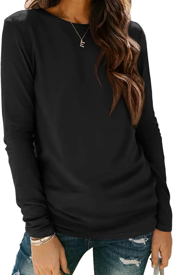 ATHMILE Womens Long Sleeve Shirts Basic Tee Fall Trendy Spring Top Business Casual Beach Vacation Workout 2025 Fashion