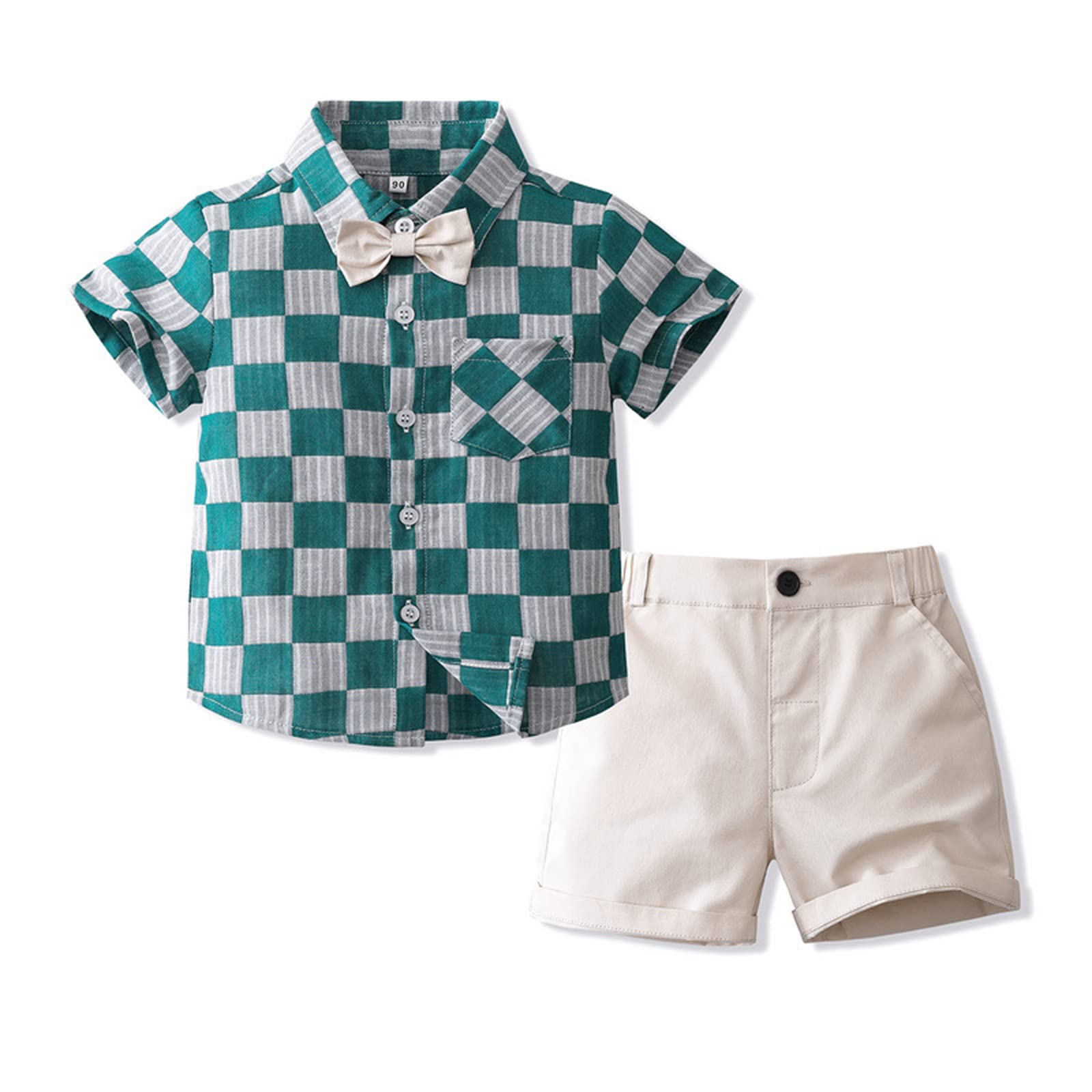 Volunboy Bebé Niño Verano Conjunto, Camisa de Manga Corta con Pajarita + Pantalones Cortos Traje Casual Ropa 2 Piezas