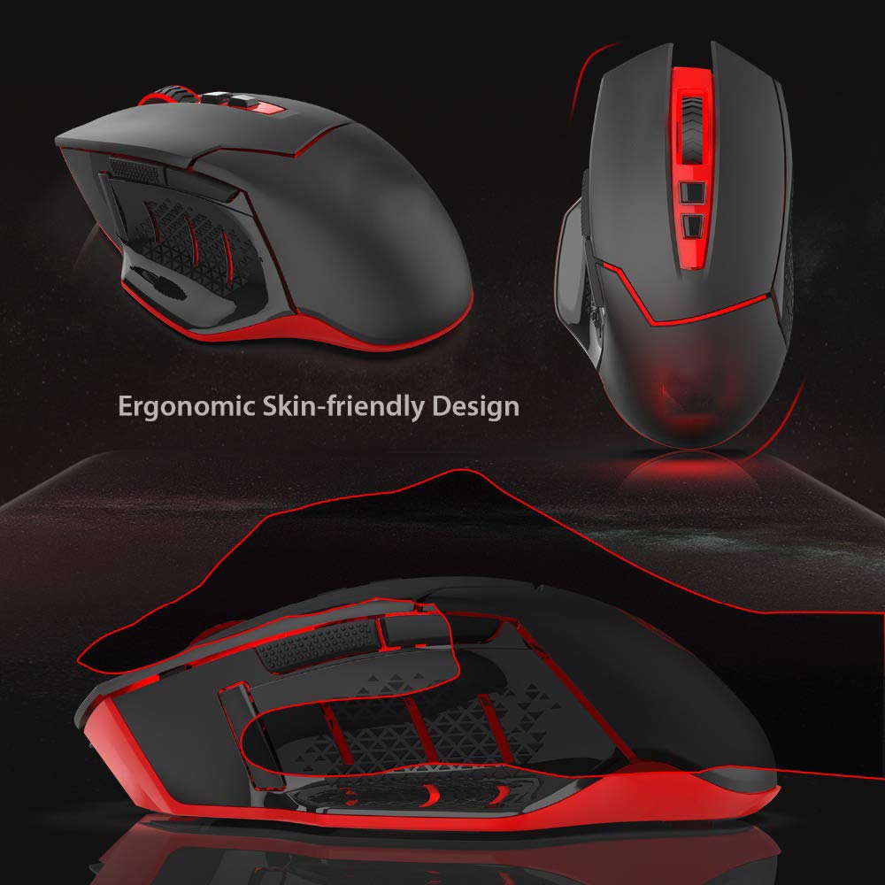 Yanghao Wireless Gaming Mouse RGB, 2400 DPI e 8 Pulsanti programmabili, ergonomico ad Alta precisione Gaming Mouse usati per i Giochi e L'Ufficio