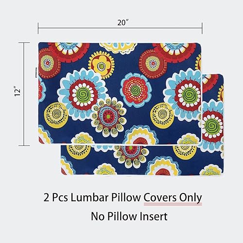 Miniatura 2 de Paquete de 2 fundas para cojín lumbar de exteriores e interiores de 12 x 20 pulgadas, impermeables, rectangulares, decorativas, de Navidad, para el