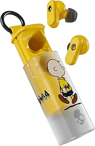 Skullcandy Dime Evo Wireless Earbuds, Bluetooth Headphones, Noise Isolating Fit, Up to 36 Hours Battery, Microphone for iPhone Android, Easy Carry with Clip-Anywhere Case - Peanuts Charlie Brown asin的图片