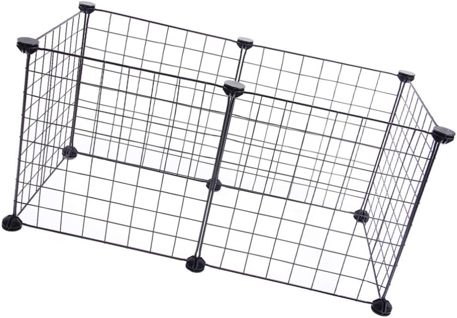 balacoo 1set Pet Mesh Fence for Dogs Cats Enclosure Joints Easy to Install Portable Black Pet Playpen for Use