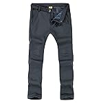 TBMPOY Men\'s Snow Ski Hiking Pants Waterproof Winter Fleece Lined Pants Camping Skiing Ice Fishing Pants with Belt 01 Thick Grey S
