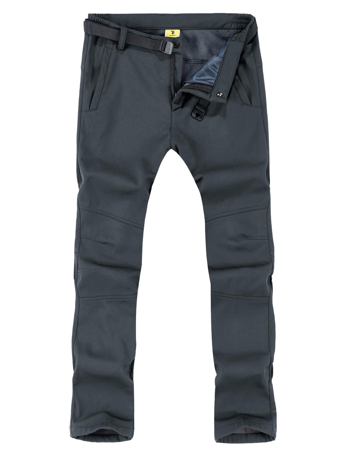TBMPOY Men's Snow Ski Hiking Pants Waterproof Winter Fleece Lined Pants Camping Skiing Ice Fishing Pants with Belt