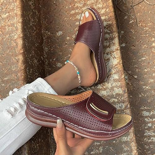 Peep Toe Hollow Out Orthopedic Slippers, Women's Comfy Orthopedic Platform Sandals, Orthopedic Slippers for Women with Arch Support3