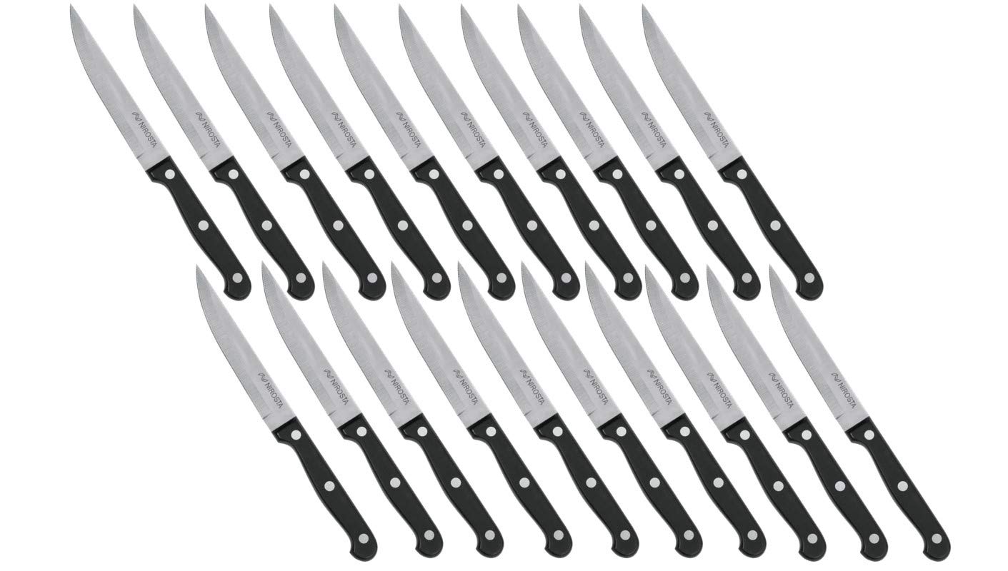 Nirosta Steakmesser 20er Set MEGA, formschönes Pizzamesser, Fleischmesser aus Edelstahl, Tischmesser mit widerstandsfähigem Griff, hochwertiges Messer (Farbe: Schwarz/Silber), Menge: 20 Stück