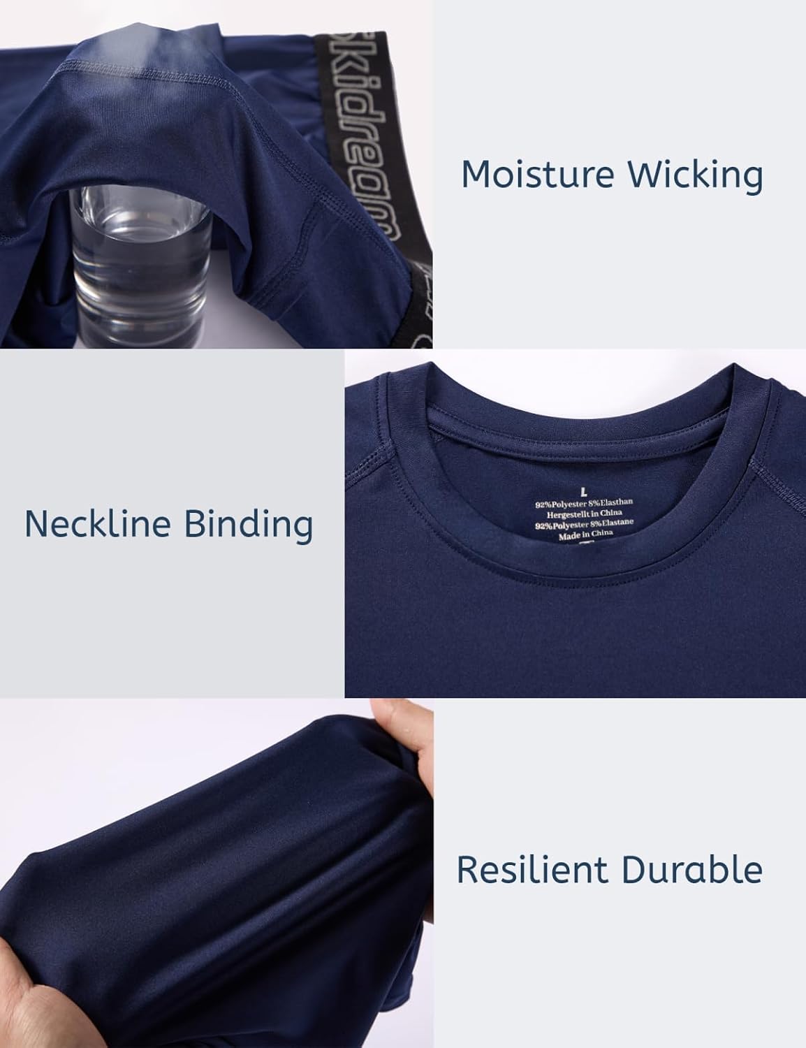 3 Pack Boys' Quick Dry Compression T-Shirts Short Sleeve, Kids Athletic Sports Base Layer Undershirts