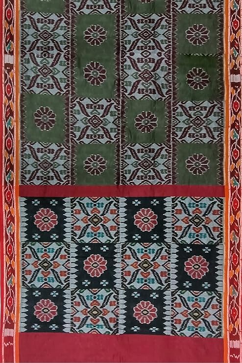 Image of Ikat Women's Cotton Saree, Handmade Pure Cotton Khandua Saree, Ikkat Orissa Traditional Handloom Saree without Blouse