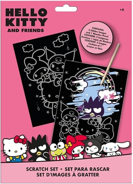 My sweety pop | Kit de Papeterie Scratch Hello Kitty and Friends | Loisirs Créatifs Enfant dès 3 Ans | Set de 2 Cartes à Gratter avec Stylet Inclus | Activité Manuelle Sanrio Format 23x30 cm - 1