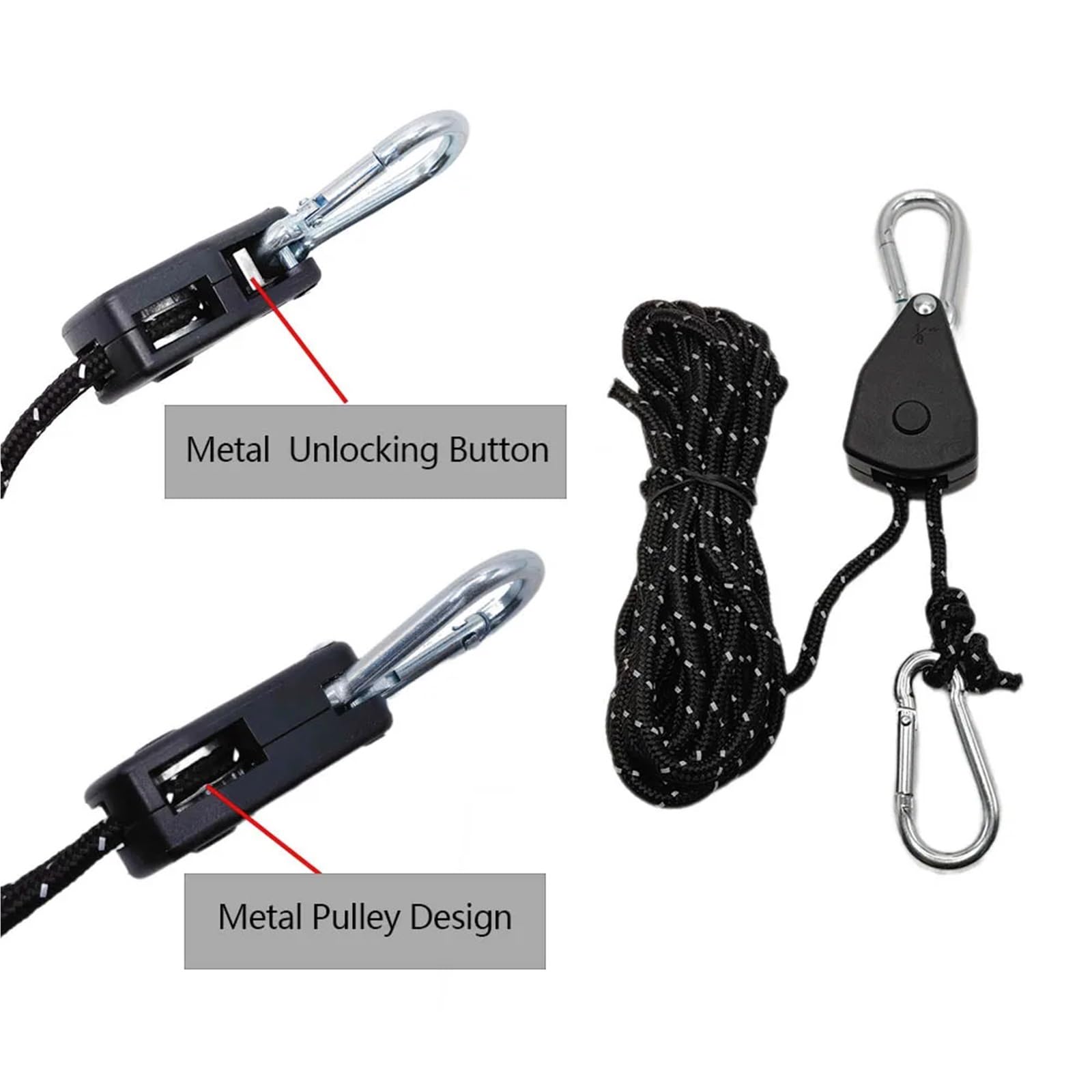 6 Stück 4 m reflektierende Camping-Zeltseil-Zurrgurte mit fester Schnalle, Riemenscheibe und Spanner, Ratschenaufhänger for Markisen-Windseil(6pcs Orange)