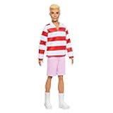 Fashionistas Ken Doll #241 with Blonde Hair Wearing Red and White Striped Polo Shirt with Pink Shorts, White Crew Socks and Sneakers