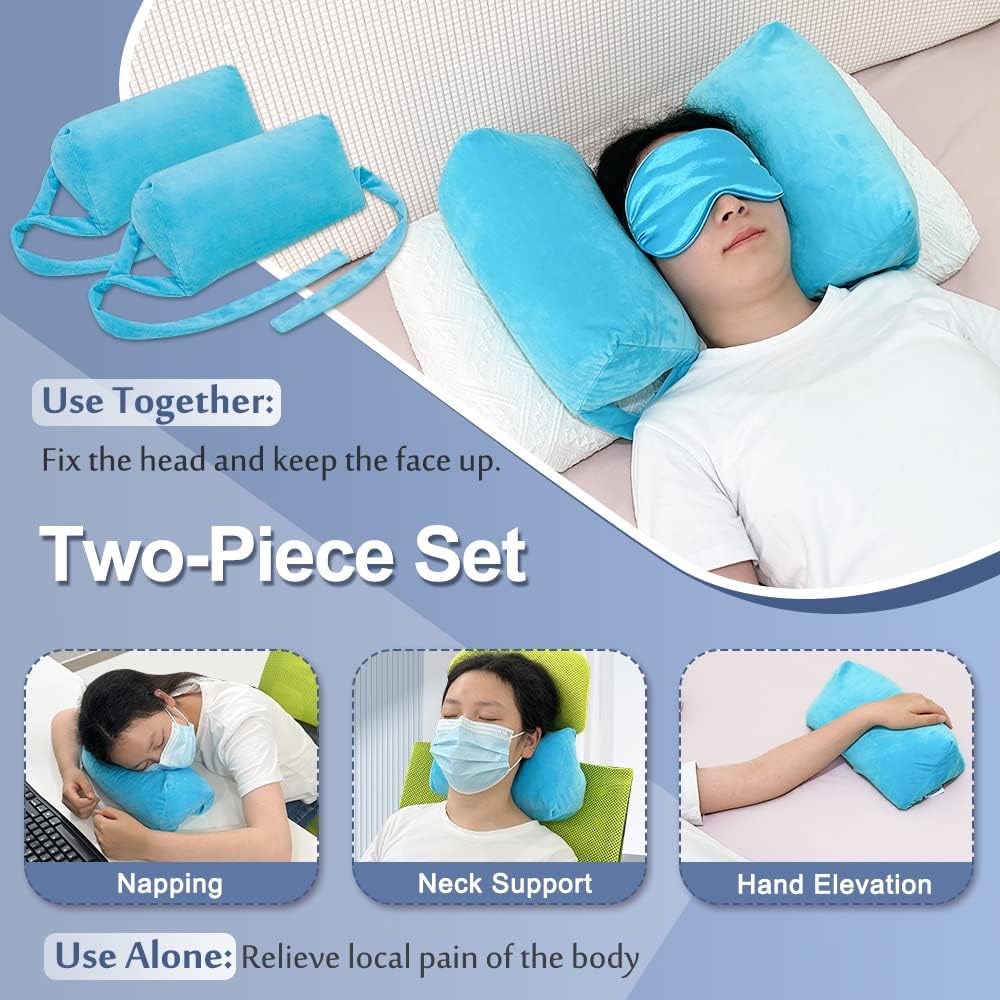 AOSSA Neck Stabilizer Pillow for Sleeping – Face Up Triangle Wedge for Head & Neck Positioning, Post Surgery Recovery & Anti-Wrinkle Back Sleep Training Pillow
