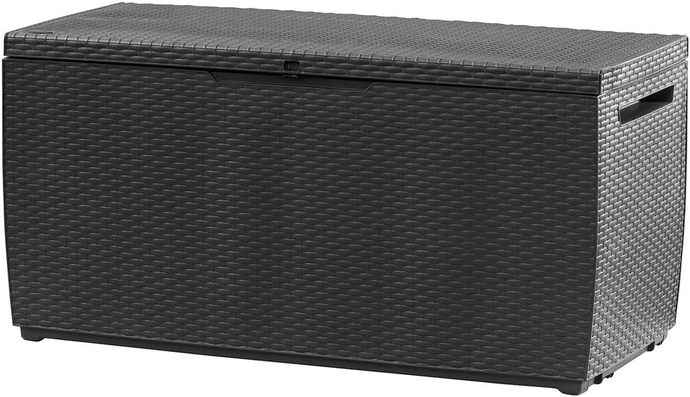 Deuba® 310L Garden Storage Box by KETER, Rattan Effect, Anthracite